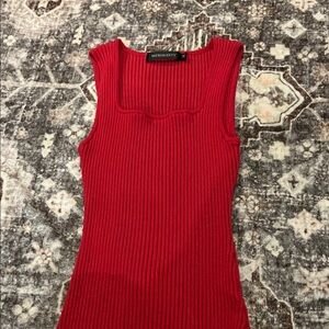 Merokeety Women's Scarlet Ribbed Tank Top